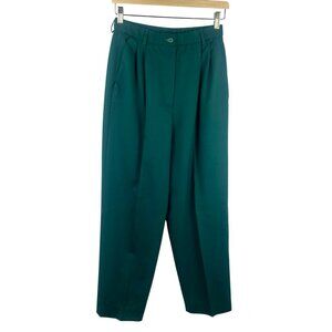 Vintage 90s Pendleton Trouser Pants Women 2 26 Green 100% Wool Pleated Work